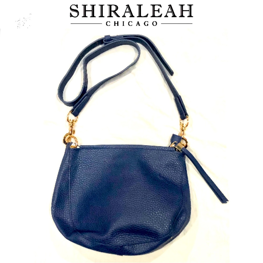 🦋SHIRALEAH Blue Pebbled Faux Leather Crossbody Handbag size12 x 8 1/2 NWOT